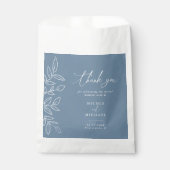 Elegant Dusty Blue Blätter Wedding Vielen Dank Geschenktütchen (Vorderseite)
