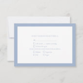 Elegant Dusty Blue Blush Bloral Lace Wood Wedding RSVP Karte (Rückseite)