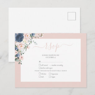 Elegant Dusty Blue Blush Lace Script UAWG Einladungspostkarte