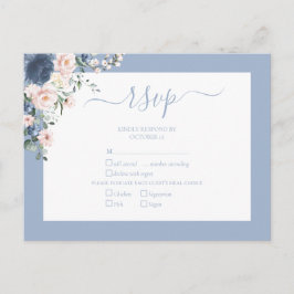 Elegant Dusty Blue Blush Lace Script UAWG Einladungspostkarte