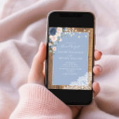 Elegant Dusty Blue Blush Rustic Wood Lace Script Einladung