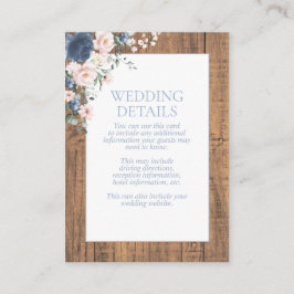 Elegant dusty Blue Blush Rustikale Holzdetails Begleitkarte