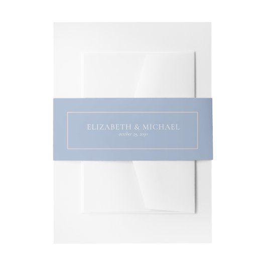 Elegant Dusty Blue Blush Wedding Einladungsbanderole (Vorderseite Beispiel)