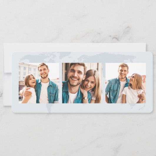 Elegant Dusty Blue Boarding Pass Save the Date Einladung (Rückseite)