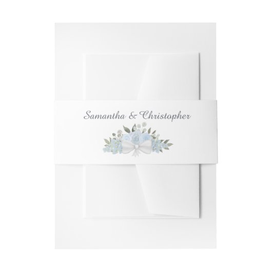 Elegant Dusty Blue Boho Chic Floral Wedding Einladungsbanderole (Vorderseite Beispiel)