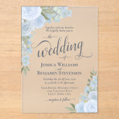 Elegant Dusty Blue Boho Chic Rose Extravagant Hoch Acryleinladungen (Vorderseite)