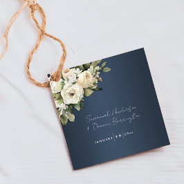 Elegant Dusty Blue Boho Rose Wedding Geschenkanhänger