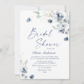 Elegant Dusty Blue Boho Winter BRAUTPARTY Einladung (Vorderseite)