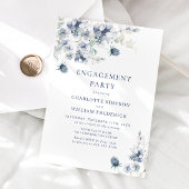 Elegant Dusty Blue Boho Winter ENGAGEMENT PARTY Einladung