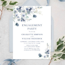 Elegant Dusty Blue Boho Winter ENGAGEMENT PARTY Einladung