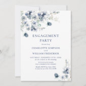 Elegant Dusty Blue Boho Winter ENGAGEMENT PARTY Einladung (Vorderseite)