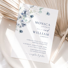 Elegant Dusty Blue Boho Winter Foliage Wedding