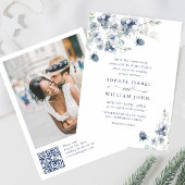 Elegant Dusty Blue Boho Winter Foliage Wedding Einladung