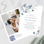 Elegant Dusty Blue Boho Winter Foliage Wedding Einladung