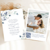 Elegant Dusty Blue Boho Winter Foliage Wedding Einladung