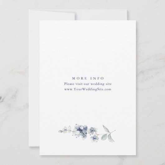 Elegant Dusty Blue Boho Winter Foliage Wedding Einladung (Rückseite)