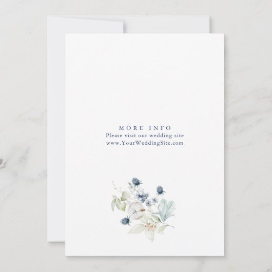 Elegant Dusty Blue Boho Winter Probe Dinner Einladung (Rückseite)