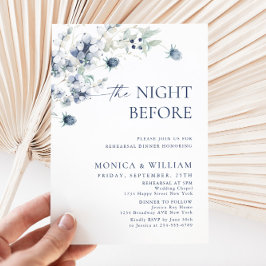 Elegant Dusty Blue Boho Winter Probe Dinner Einladung