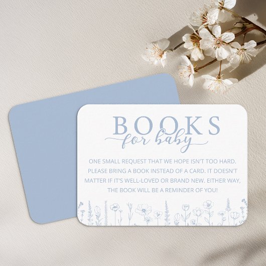 Elegant Dusty Blue Books for Baby Card Begleitkarte