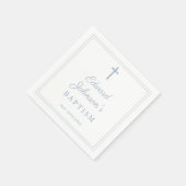 Elegant Dusty Blue Border Baptism Serviette (Ecke)