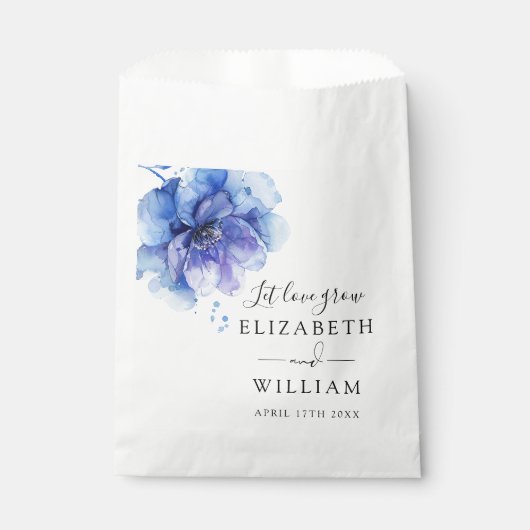 Elegant Dusty Blue Botanical Blume Seed Wedding Geschenktütchen (Vorderseite)
