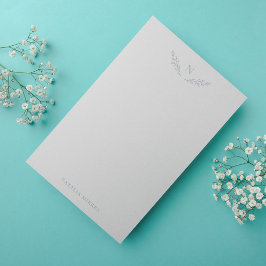 Elegant Dusty Blue Botanical Branches Monogram Mitteilungskarte