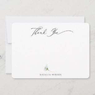 Elegant Dusty Blue Botanical Floral Vielen Dank Mitteilungskarte