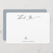 Elegant Dusty Blue Botanical Floral Vielen Dank Mitteilungskarte (Vorne/Hinten)