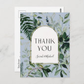 Elegant Dusty Blue Botanical Foliage Vielen Dank Postkarte (Vorne/Hinten)