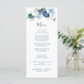 Elegant Dusty Blue Botanical Greenerity Wedding Menükarte (Stehend Vorderseite)