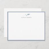 Elegant Dusty Blue Botanical Mitteilungskarte (Vorne/Hinten)