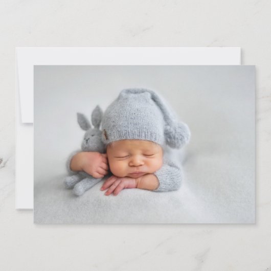 Elegant Dusty Blue Bow Baby Boy 2 Foto Birth Ankündigung (Rückseite)