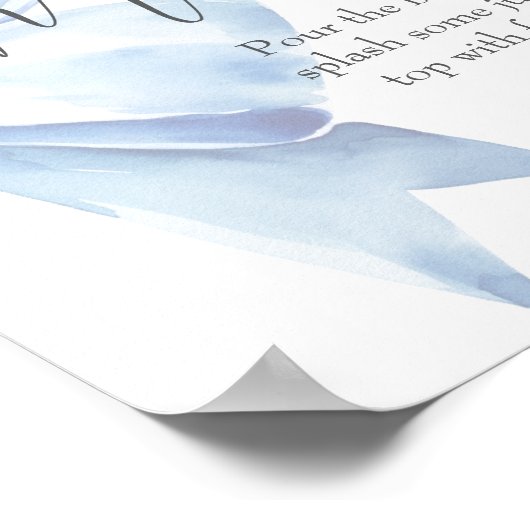 Elegant Dusty Blue Bow Baby Shower Mimosa Bar Poster (Ecke)