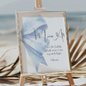 Elegant Dusty Blue Bow Baby Shower Mimosa Bar Poster