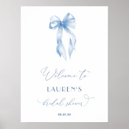 Elegant Dusty Blue Bow Brautparty Begrüßungszeiche Poster