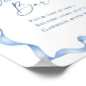 Elegant Dusty Blue Bow Brautparty Bubbly Bar Poster (Ecke)