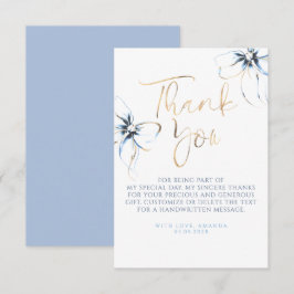 Elegant Dusty Blue Bow Bridal Shower Thank You Dankeskarte