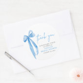 Elegant Dusty Blue Bow Danke Brautparty Runder Aufkleber (Umschlag)