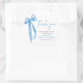 Elegant Dusty Blue Bow Danke Brautparty Runder Aufkleber (Tasche)
