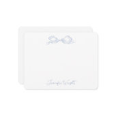 Elegant Dusty Blue Bow Personalisiert Stationery Mitteilungskarte (Vorderseite/Rückseite Beispiel)