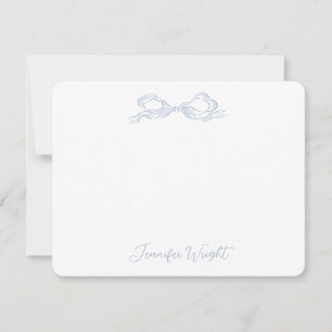 Elegant Dusty Blue Bow Personalisiert Stationery Mitteilungskarte