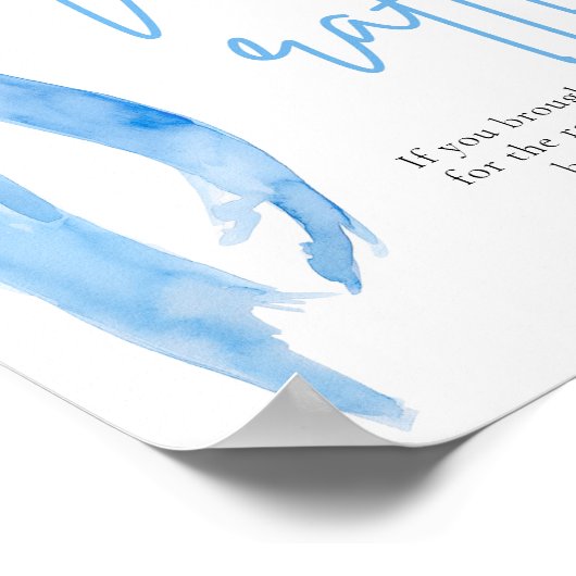 Elegant Dusty Blue Bow Raffle Game Sign Poster (Ecke)