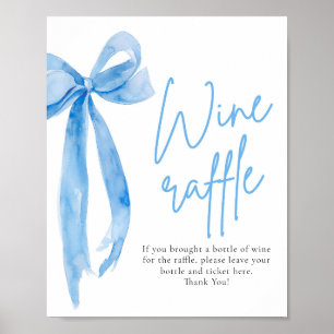 Elegant Dusty Blue Bow Raffle Game Sign Poster