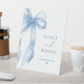 Elegant Dusty Blue Bow Ratschläge & Wünsche Sockelschild (In SItu)