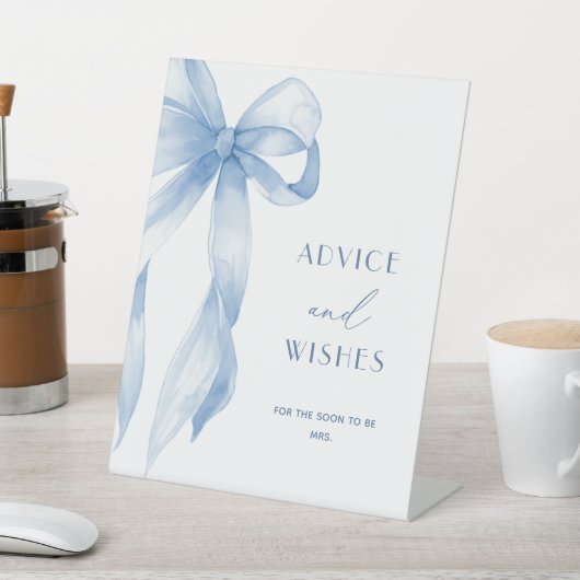 Elegant Dusty Blue Bow Ratschläge & Wünsche Sockelschild (In SItu)