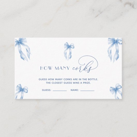 Elegant Dusty Blue Bow schätzt, wie viele Corks Sp Begleitkarte (Vorderseite)