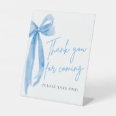 Elegant Dusty Blue Bow Vielen Dank für Ihr Interes Sockelschild (Vorderseite)