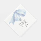 Elegant Dusty Blue Bow Watercolor Baby Shower Boy Serviette (Ecke)