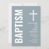 Elegant Dusty Blue Boys Taufe Einladung (Vorderseite)