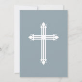 Elegant Dusty Blue Boys Taufe Einladung (Rückseite)